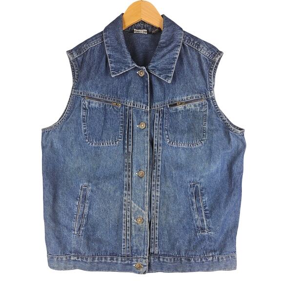 ROSETTES WOMENS BLUE DENIM SLEEVELESS VEST S/M VINTAGE COTTON - Picture 1 of 7